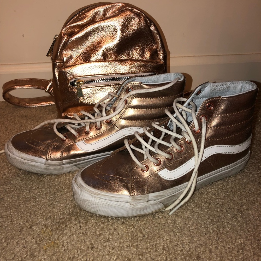 Rose gold Vans high top